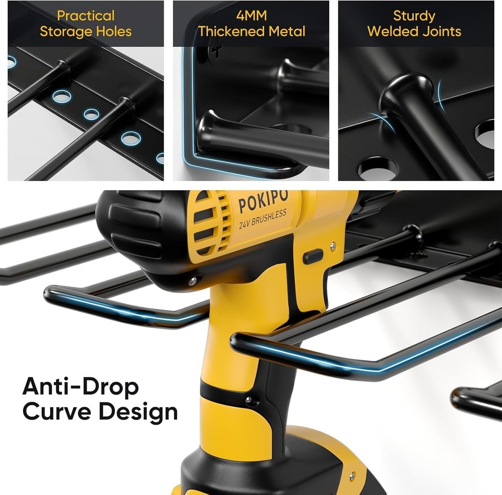 Power Tool Organizer Wall Mount Drill Holder Heavy Duty Tool Rack Garage Storage