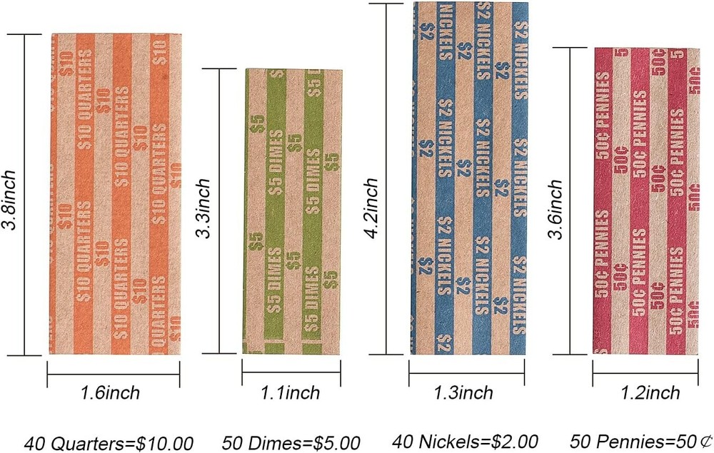 Coin Wrappers Assorted 500 Flat Stripped Roll 500 Assorted 500 Pcs