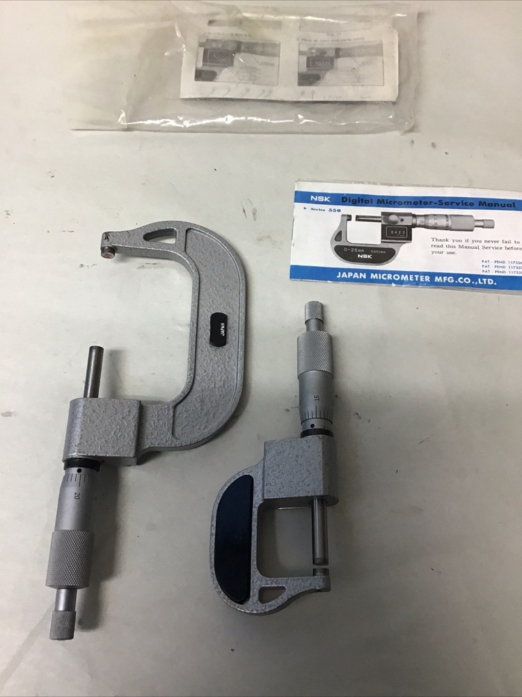 NSK Rolling Digital Micrometer 0-1" & 2-3” Range, .0001" Graduation BUNDLE NEW