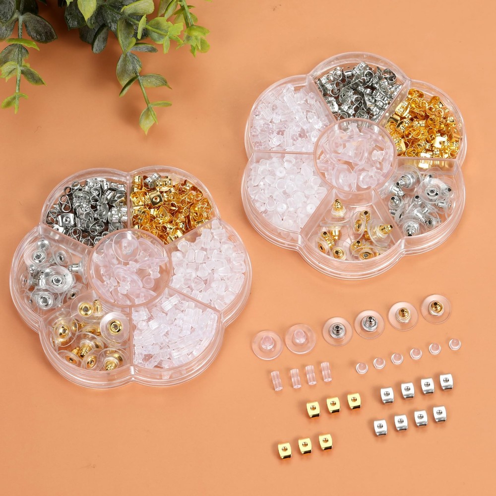 Nkwuire 7 Styles 500PCS Earring Backs for Studs, Clear Plastic Hypoallergenic...