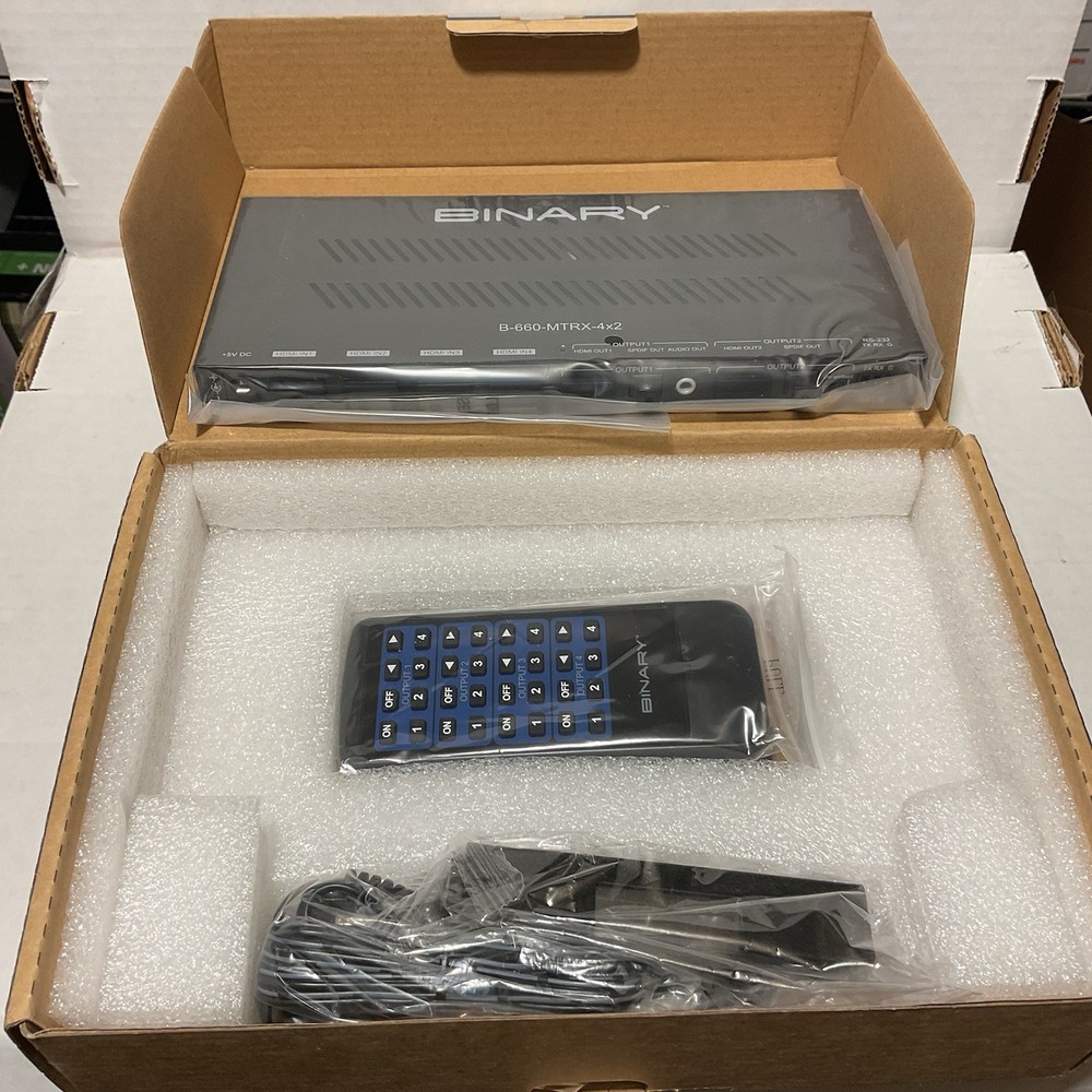Binary 660 Series 4K HDR HDMI Matrix Switcher 4 In X 2 Out
