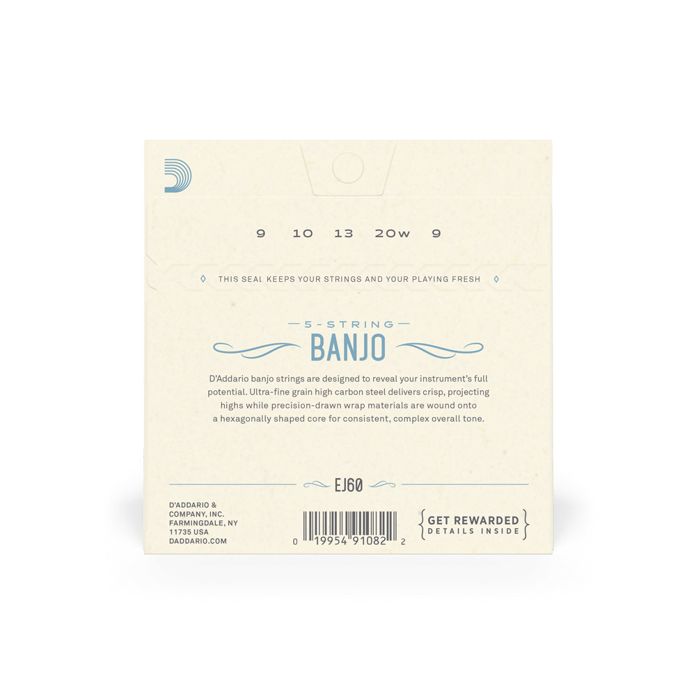 D'Addario EJ60 5-String Banjo Strings Set - Light .009 - .020 (J60)