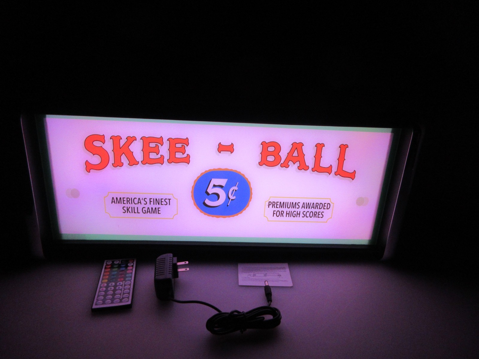 Skee-Ball skill game LED Display lighted sign lightbox Wall hanging Light