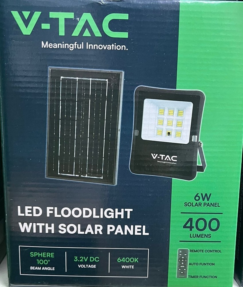 Solar LED Headlight with Panel 6W 12W 16W Twilight Sensor and Remote Control V-TAC