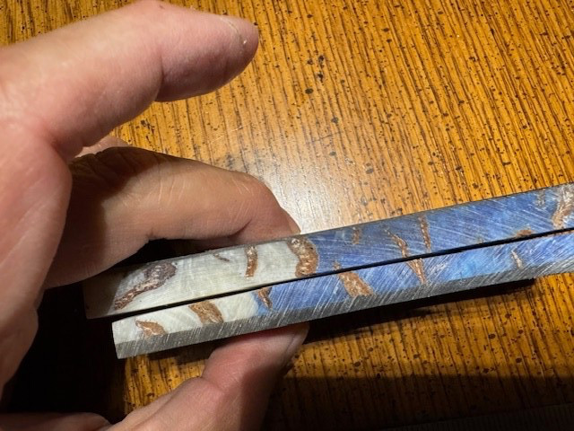 Pair of Beautiful deep blue & white leaf pattern Resin Knife Handle Blank Scale