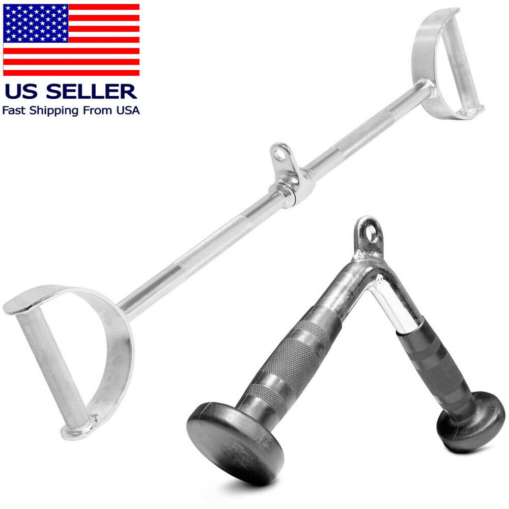 Home Gym Cable Attachment Handle Machine Strength Exercise Chrome Press Down LAT