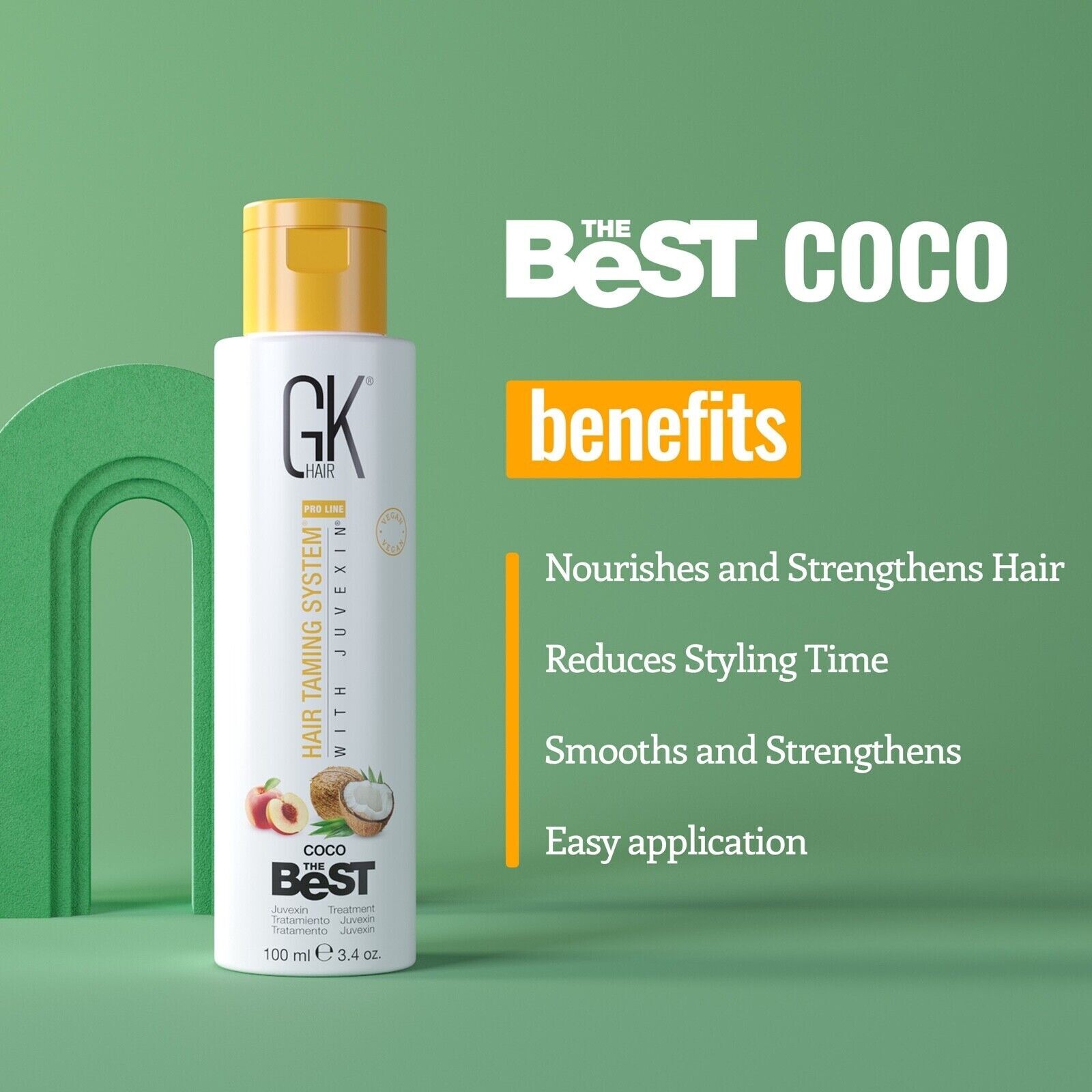GK HAIR The Best COCO Vegan Keratin Brazilian Treatment Silky Smoothing 3.4 Oz