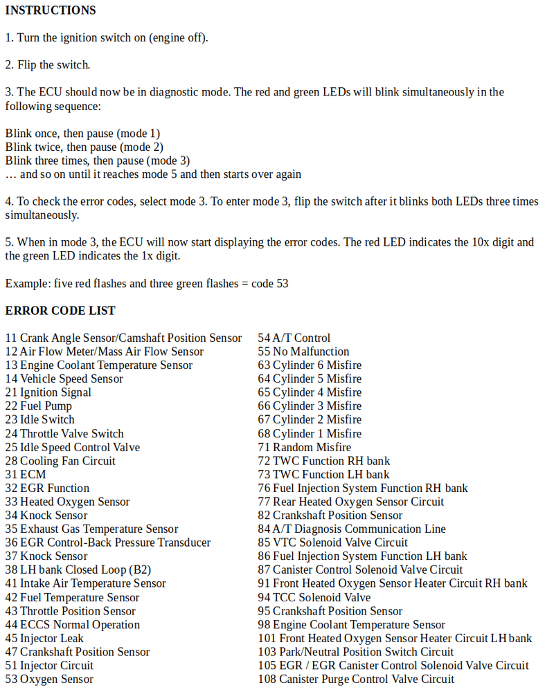Nissan OBD1 Diagnostic Checker - Error Code Reader for Nissan ECCS - S13 D21 Z31