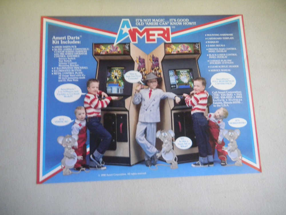 original old stock  AMERI DARTS      ARCADE video  GAME  FLYER