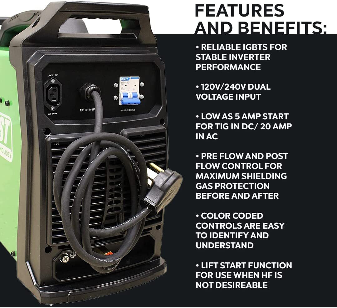 PowerTIG 200DV GTAW-P 110/220v 200AMP ACDC TIG STICK PULSE WELDER EVERLAST