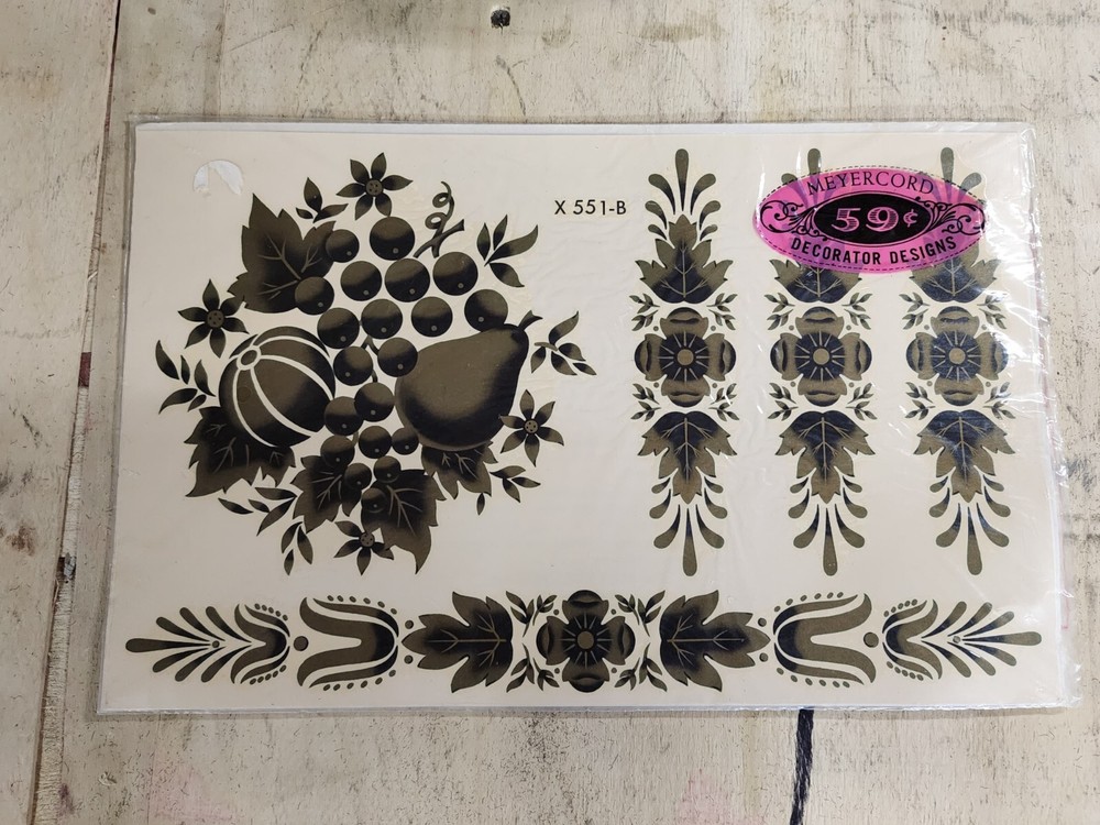 Meyercord decorator design vintage water slide decals fruit pattern