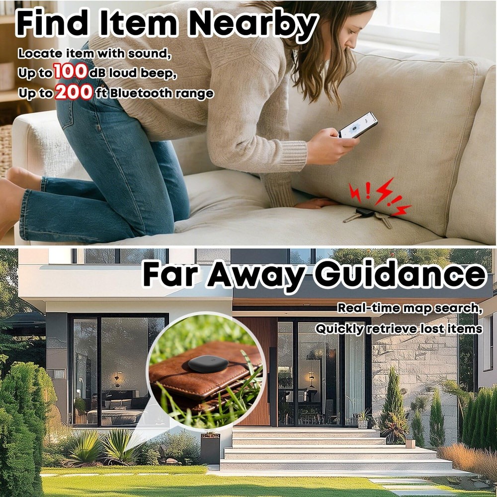 Air Tracker Tags-4 Pack for Android, Android Tag 4pcs, Black