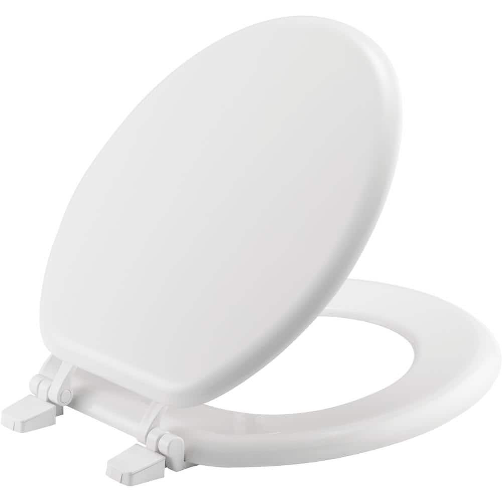Round Enameled Wood Toilet Seat in White