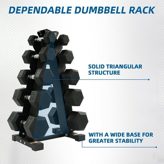 150LB Coated Hex Dumbbell Weight Set and A-Frame Storage Rack, 5-25 lbs Pairs