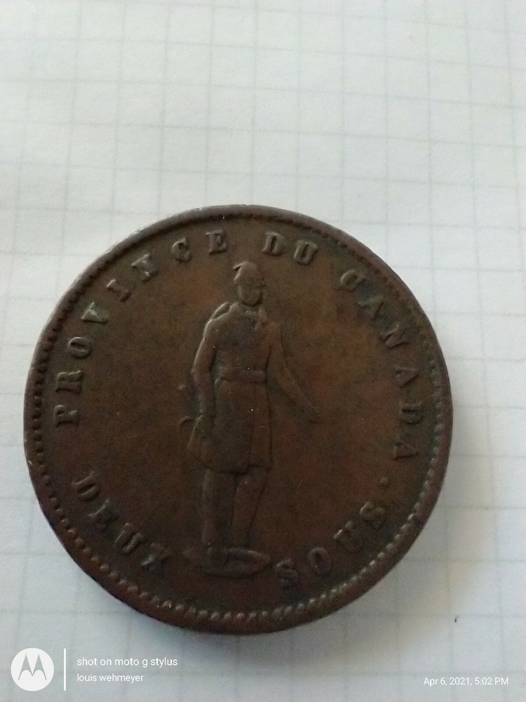 1852 One Penny Quebec Bank Token-Canada