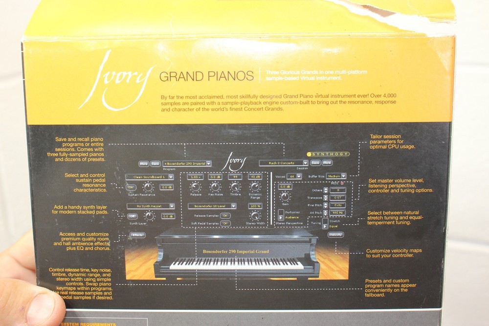 Ivory Grand Pianos Synthogy w Box - User Manual + 6 Discs ONLY Computer Software