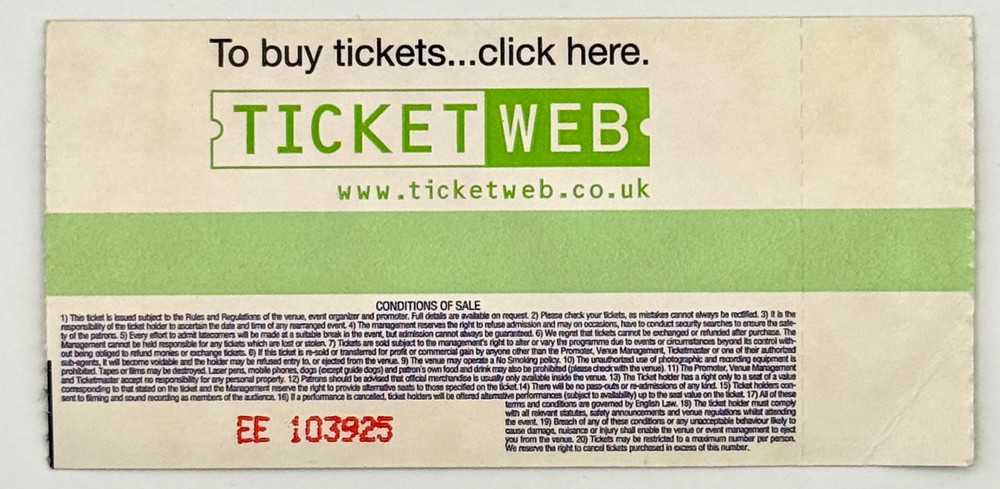 Zero 7 at Carling Academy Brixton Ticket Stub 2004