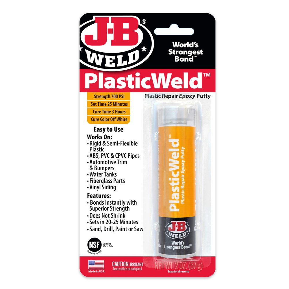J B Weld Plasticweld Epoxy Putty Stick 2 oz Off White for Plastic Repairs