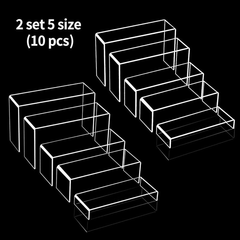 10pcs 2 Set Acrylic Risers for Display Clear Perfume Organizer Stands Display