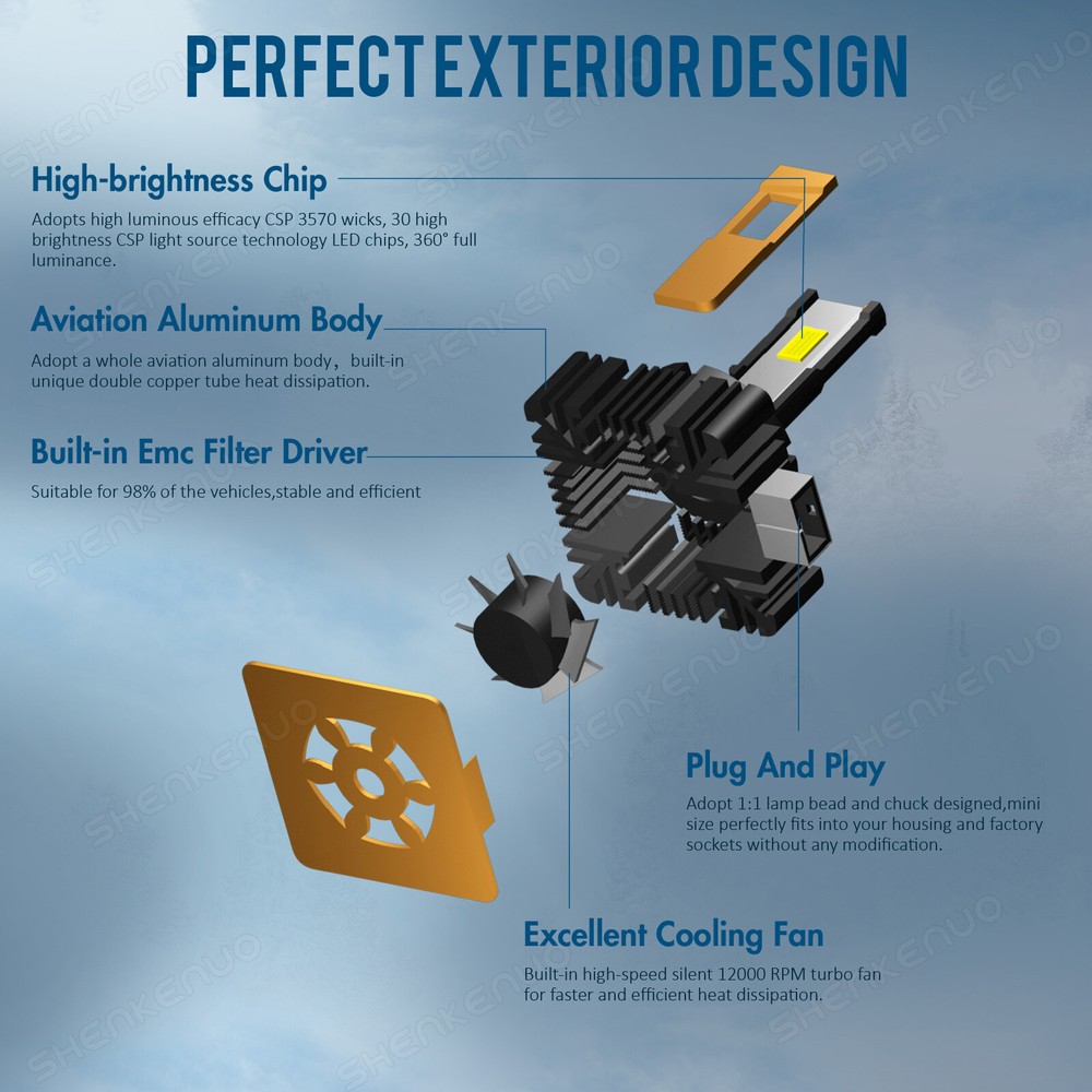 D1S D2S D3S D4S D5S LED Headlight Light Bulb Lamp Conversion Kit 6000K White 2PC