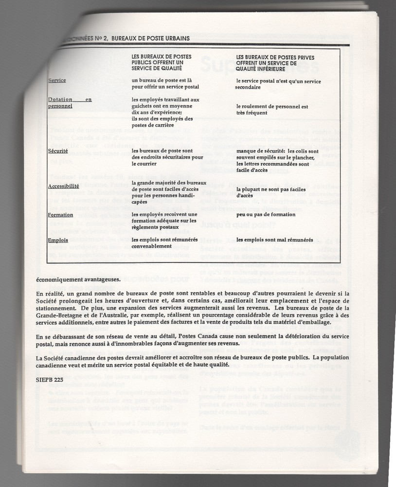 FACT SHEETS 1987 postal strike backgrounders CUPW bilingual 6 topics