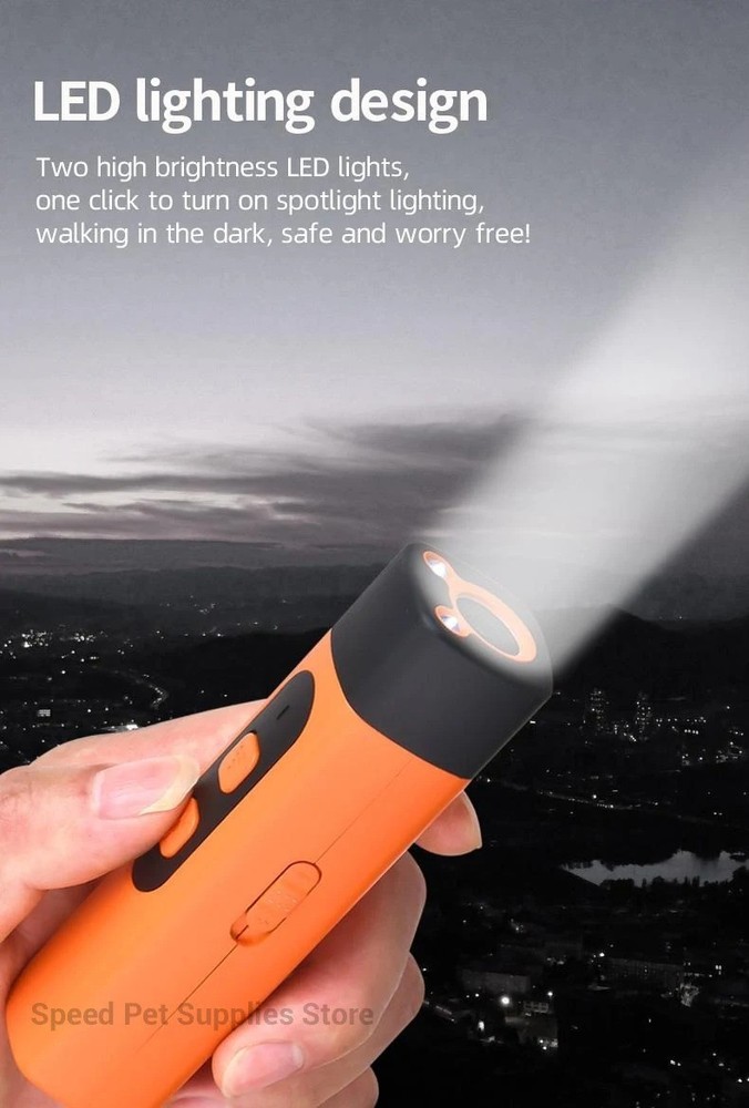 Rechargeable Ultrasonic Dog Bark Control Training Repeller LED Flashlight 🐕