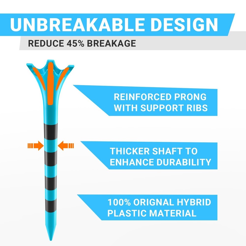 100 Pack Full Choice 3-1/4" Plastic Golf Tees Durable Stable Performance NEW