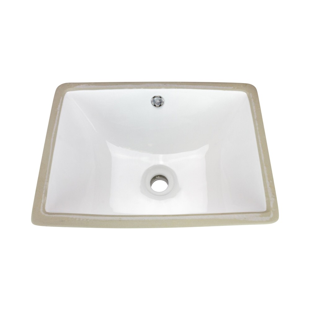 Pool Rectangular Undermount Bathroom Vanity Sink 18" X 13" X 7" White Porcelain