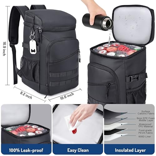 Cooler Backpack, 33 Cans Tactical Inspired Backpack Cooler Insulated Leak