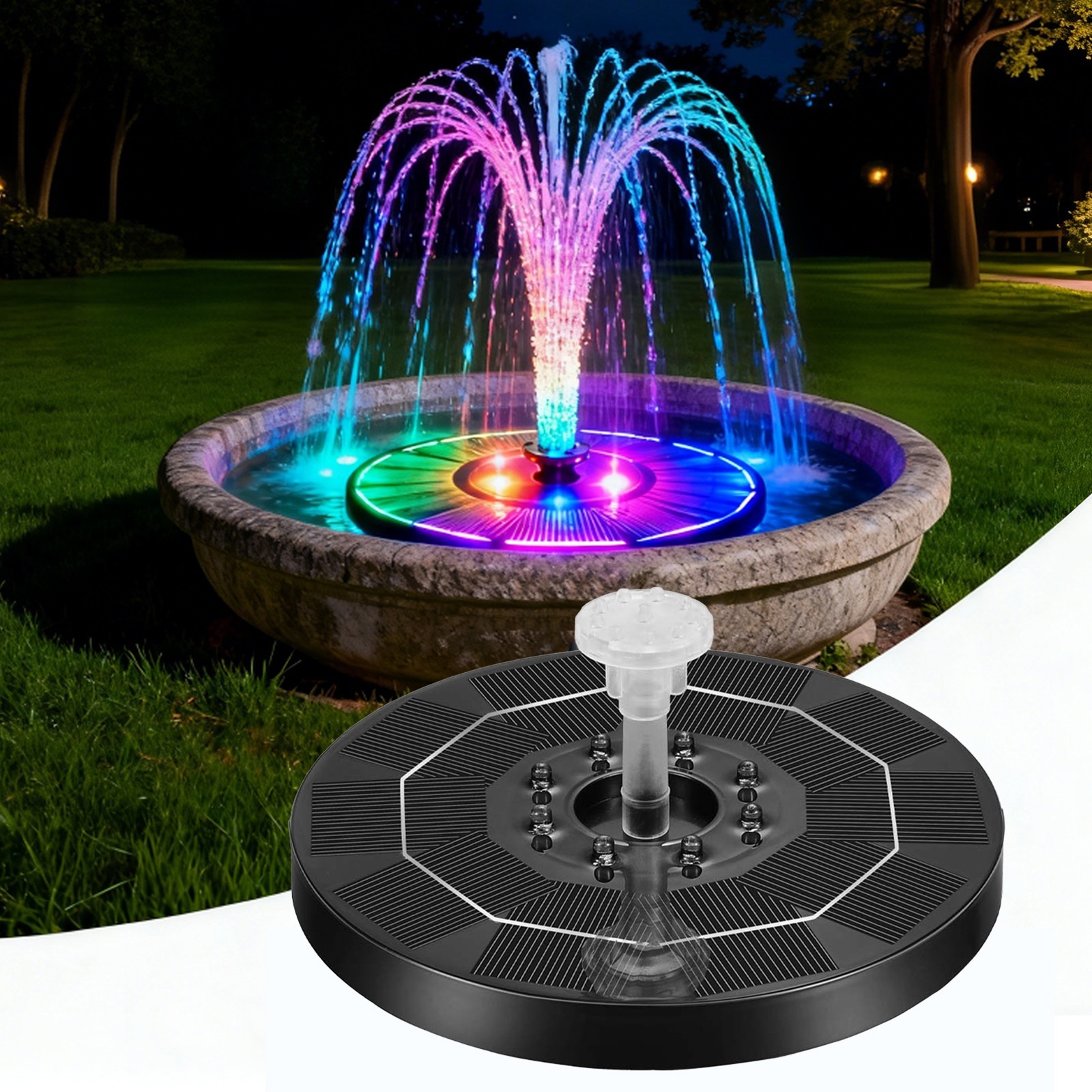 LED Solar Power Bird Bath Fountain Pump Upgrade 1.5W Solar Fountain Garden Decor