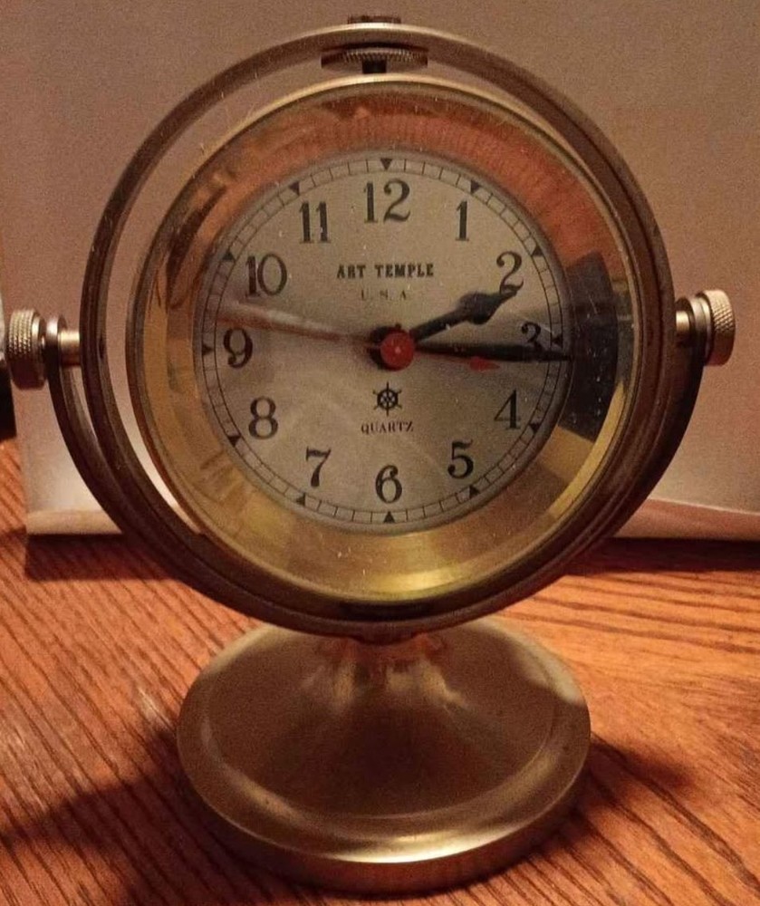Vintage Solid Brass Art Temple Nautical Clock