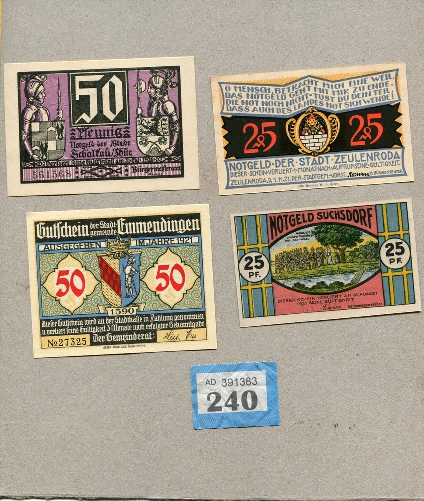 10 German Districts 1920s Banknotes