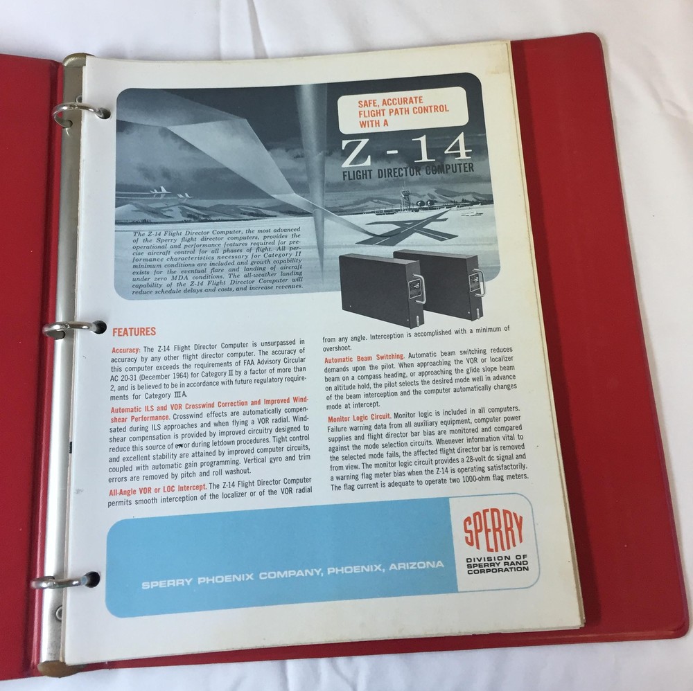 1965 SPERRY INSTRUMENT SYSTEMS binder with multiple promo pieces