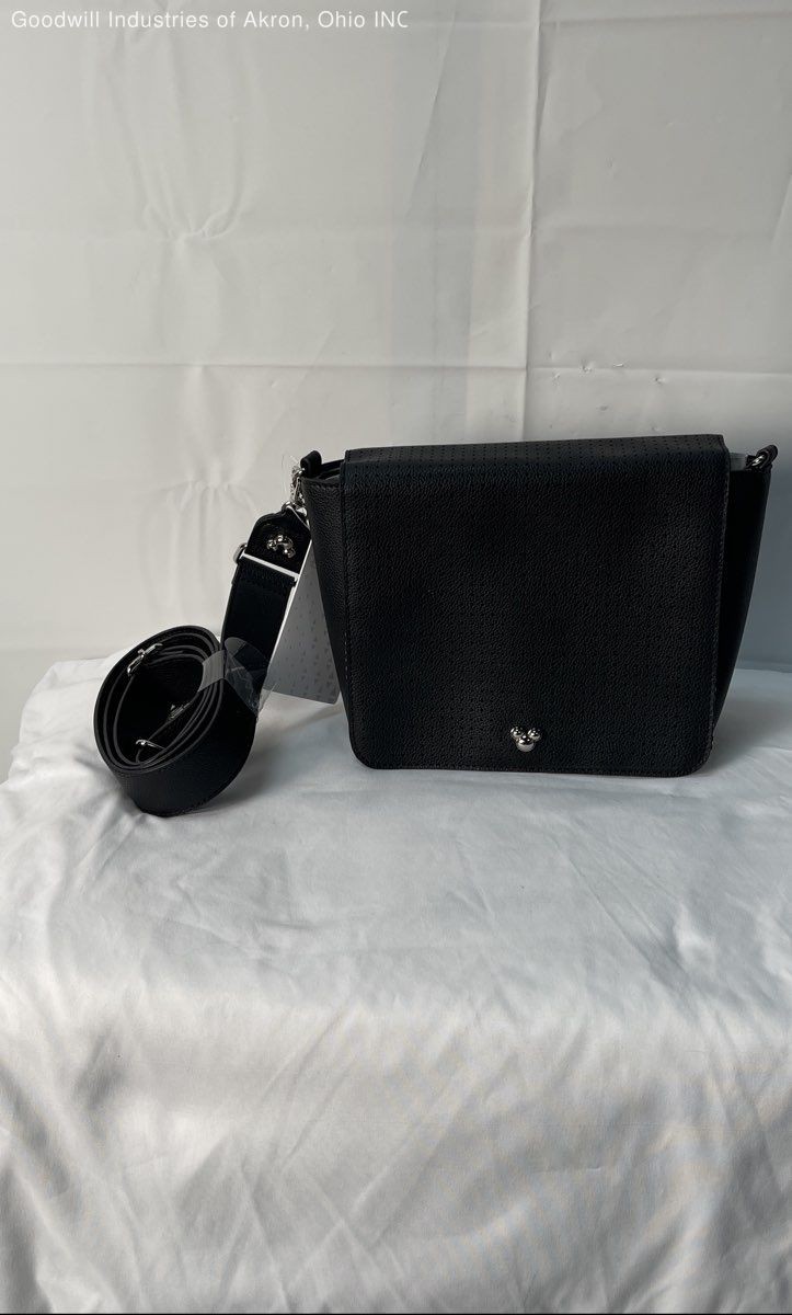 New Disney Black Mickey Mouse Head Crossbody Bag Silver Hardware NWT