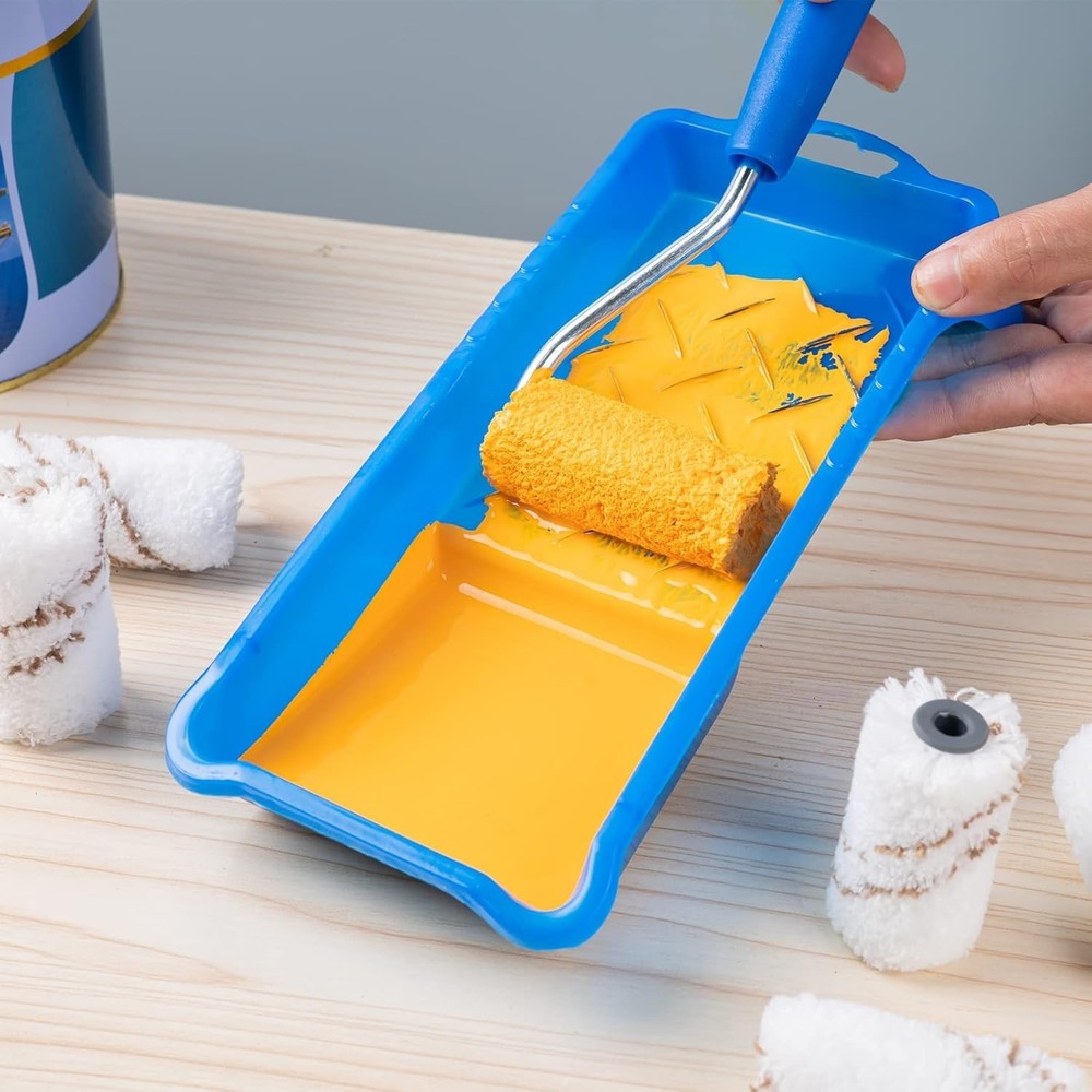 Compact Microfiber Paint Roller Pack - 9 Pieces for Effortless Home Renovation