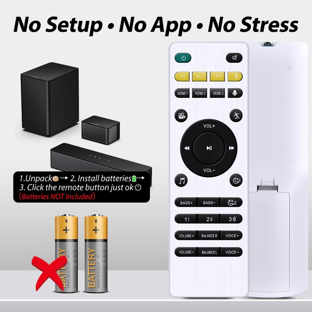 WDZP New Remote Control fit for Polk React & Command Sound Bars White