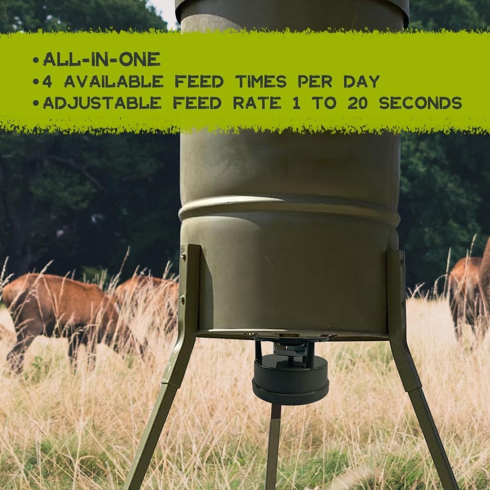 Deer Feeder Kit Digital Timer Metal Spin Plate Easy Setup All-in-ONE