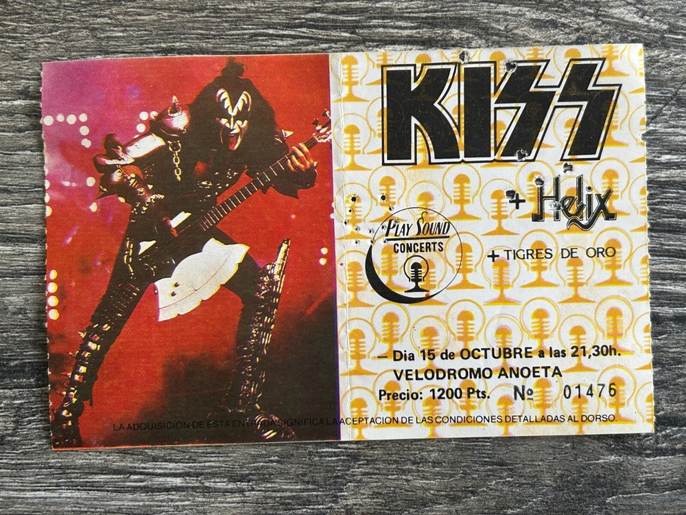 KISS FULL TICKET STUB Spain Oct 15 1983 Lick It Up Concert Tour Vintage Kiss