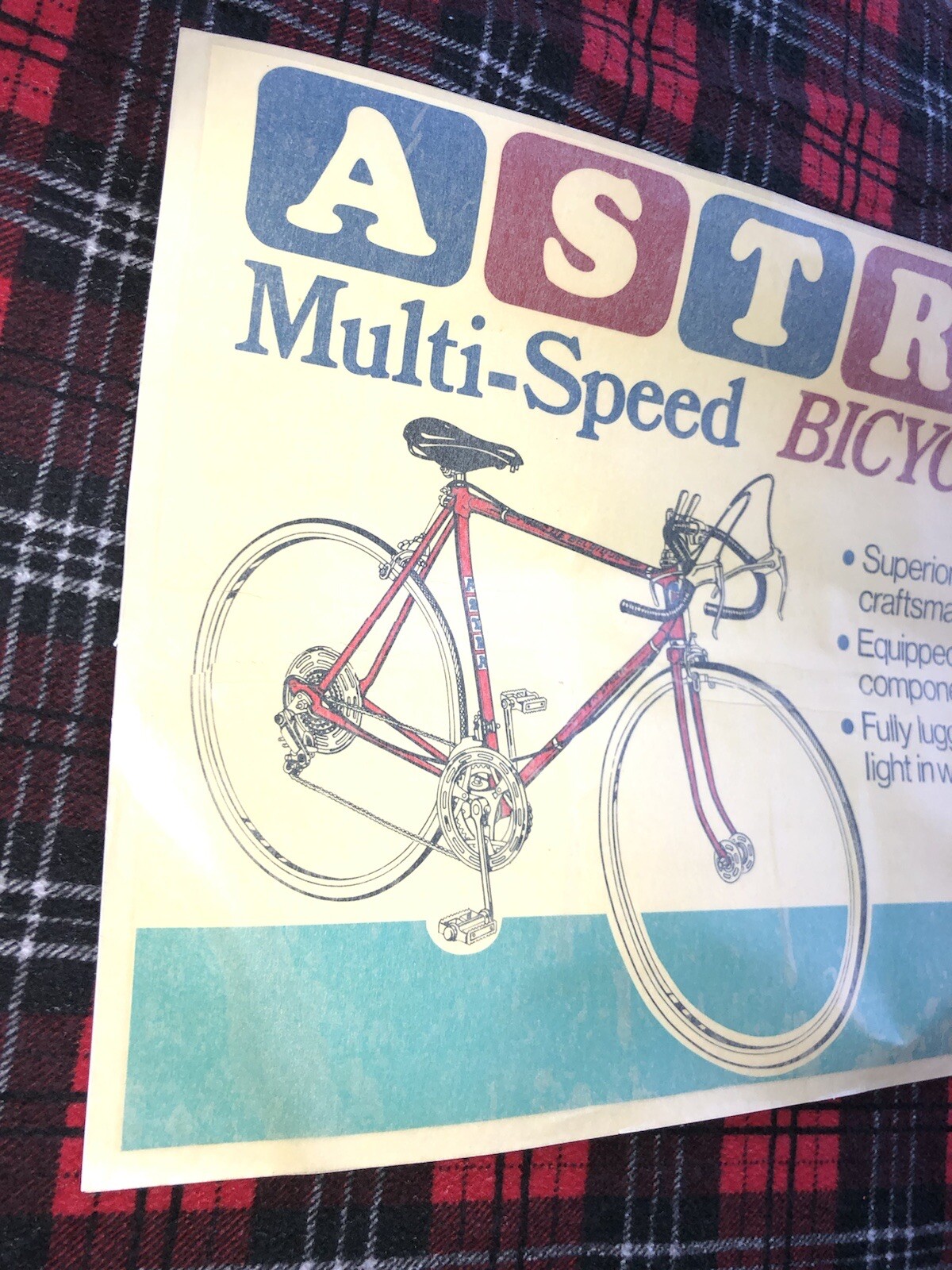 Vintage Astra Multi Speed Bicycles Decal Sign Meyercord Co