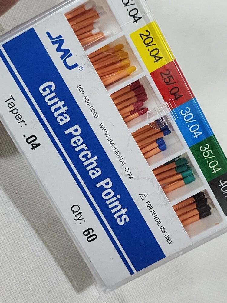 JMU Gutta Percha Points Taper Size 0.04 #15-40 Assorted Color-coded 60pcs/Pack