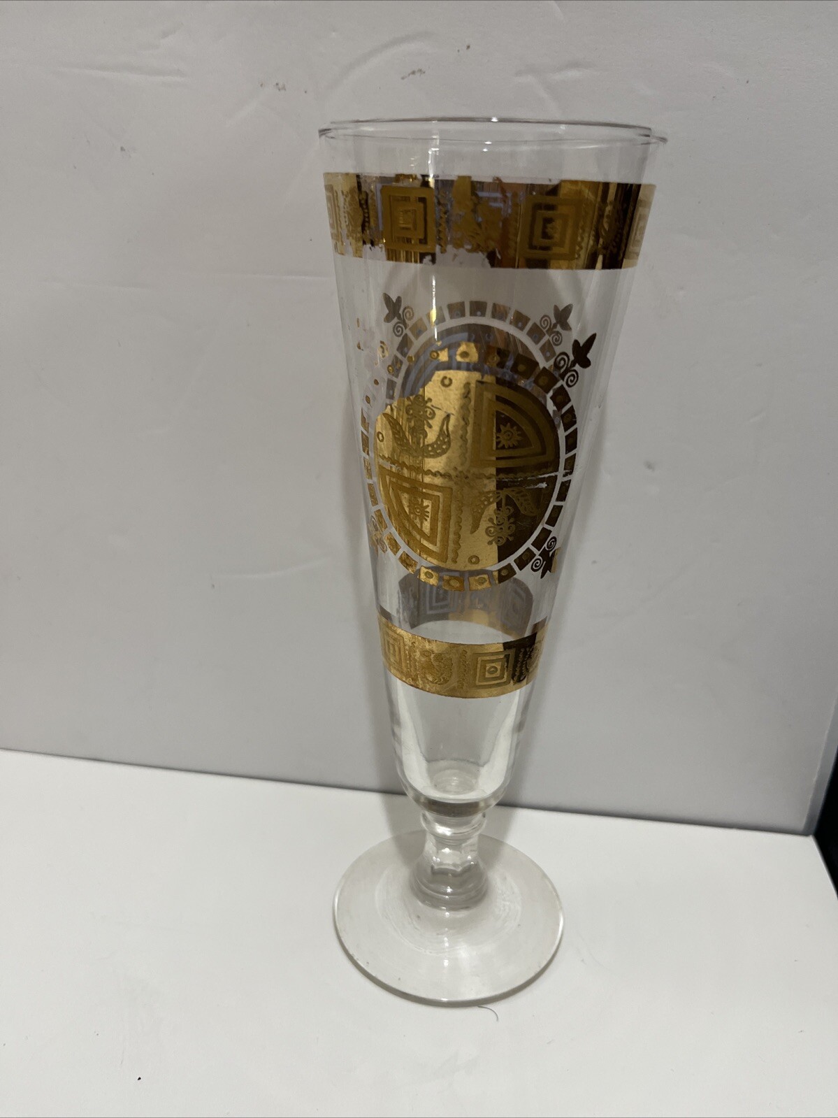 Vintage 1960s MCM Culver Coronet Barware 8 Pilsner Drinking Glasses W/ Caddy Set