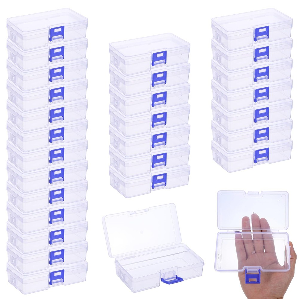 30 Pcs Plastic Crayon Boxes with Latching Lid Crayon Organizer Storage Contai...