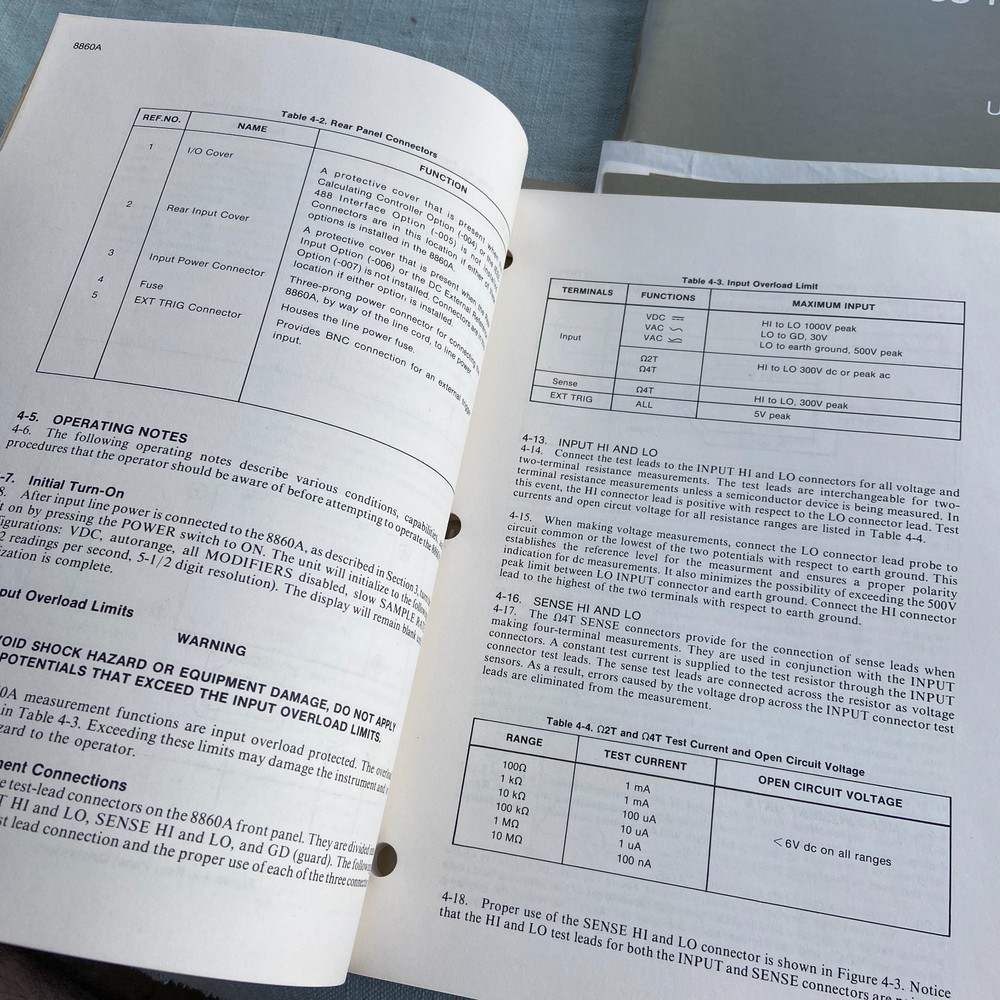 Fluke 8860A Digital Multimeter Operator Manual Handbook Instruction Calibration