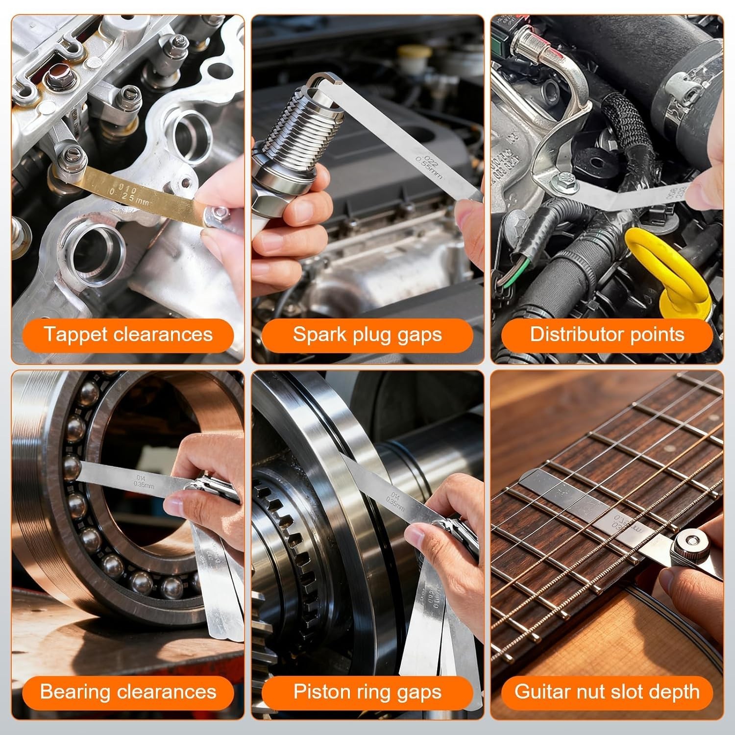 2Pcs Stainless Steel Feeler Gauge Set,32 Straight Blades Feeler Gauge16 Piece...