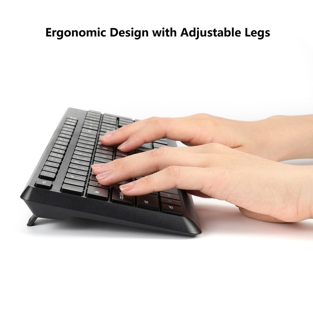 Wireless Keyboard and Mouse Combo for Windows 2.4G Full-Sized External Cordle...