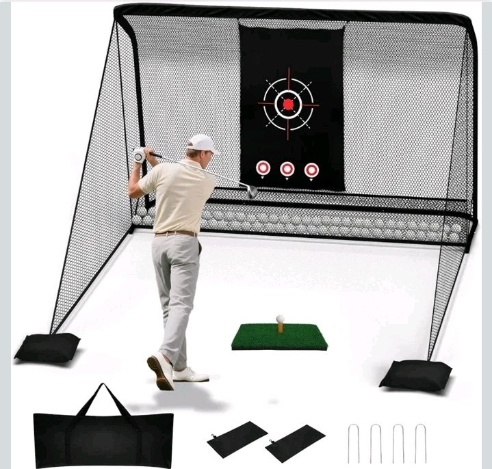 10x7FT Golf Practice Net with 2 Side Nets - Easy Set Up Backyard Driving Range,