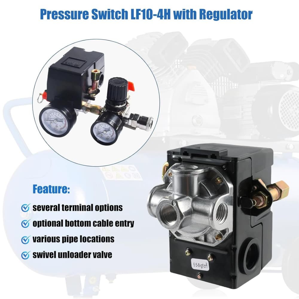 Universal 4 Port Air Compressor Pressure Switch Replacement Control NPT1/4