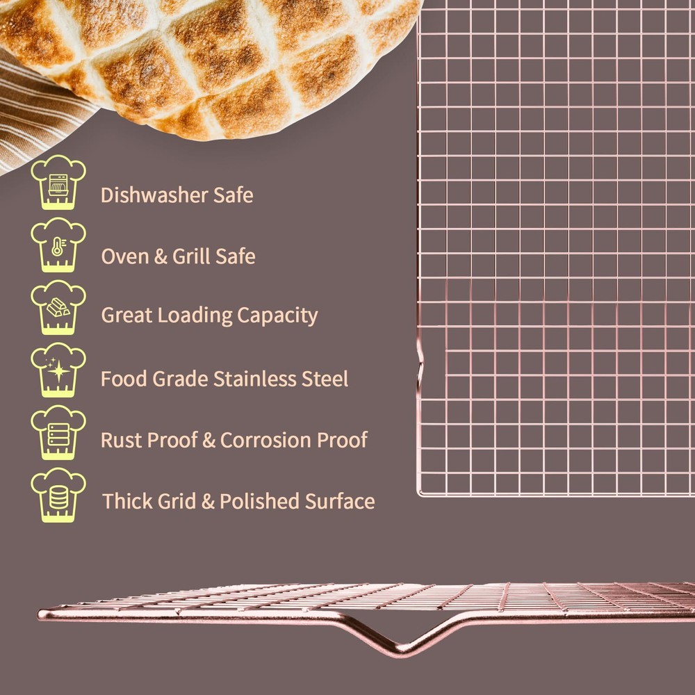 2 Pack 16x10 Inch Cooling Rack Wire Cookie Rack for Baking Cooking Roasting