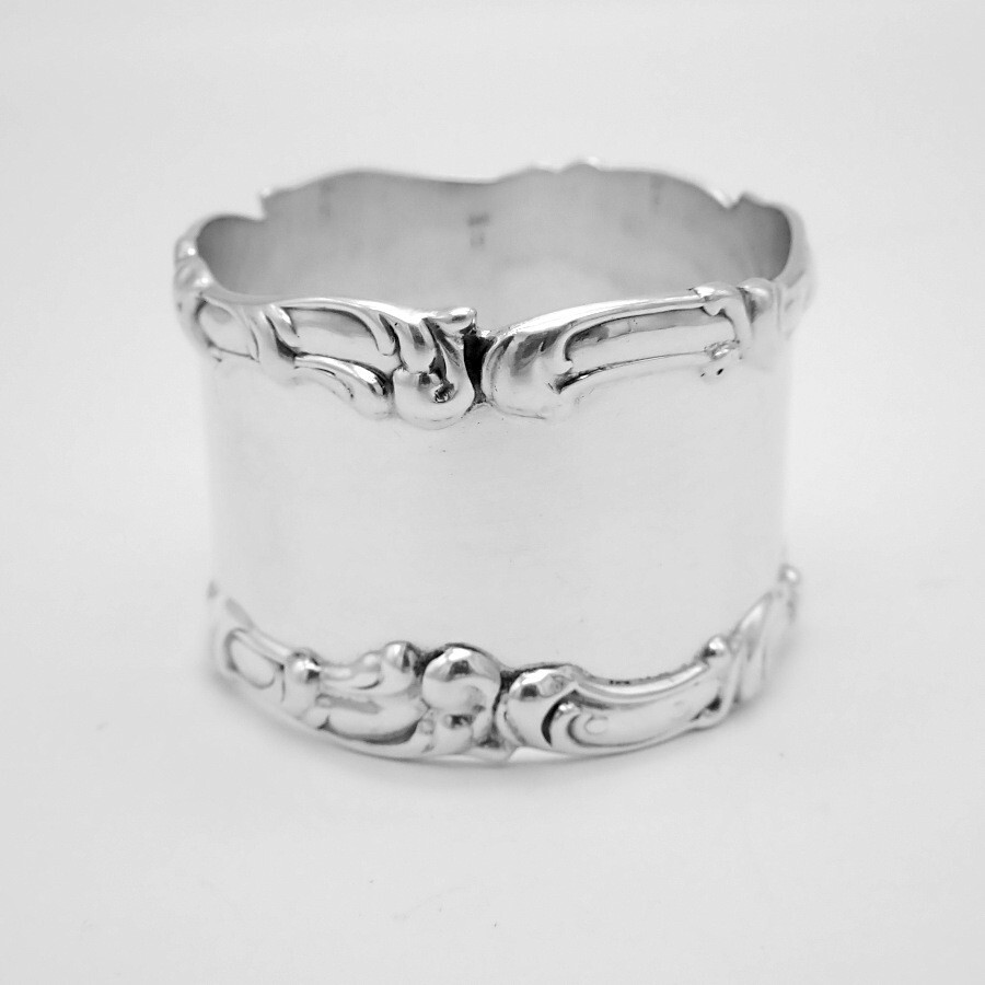 Napkin Ring Applied Borders Sterling Silver Mono JWH