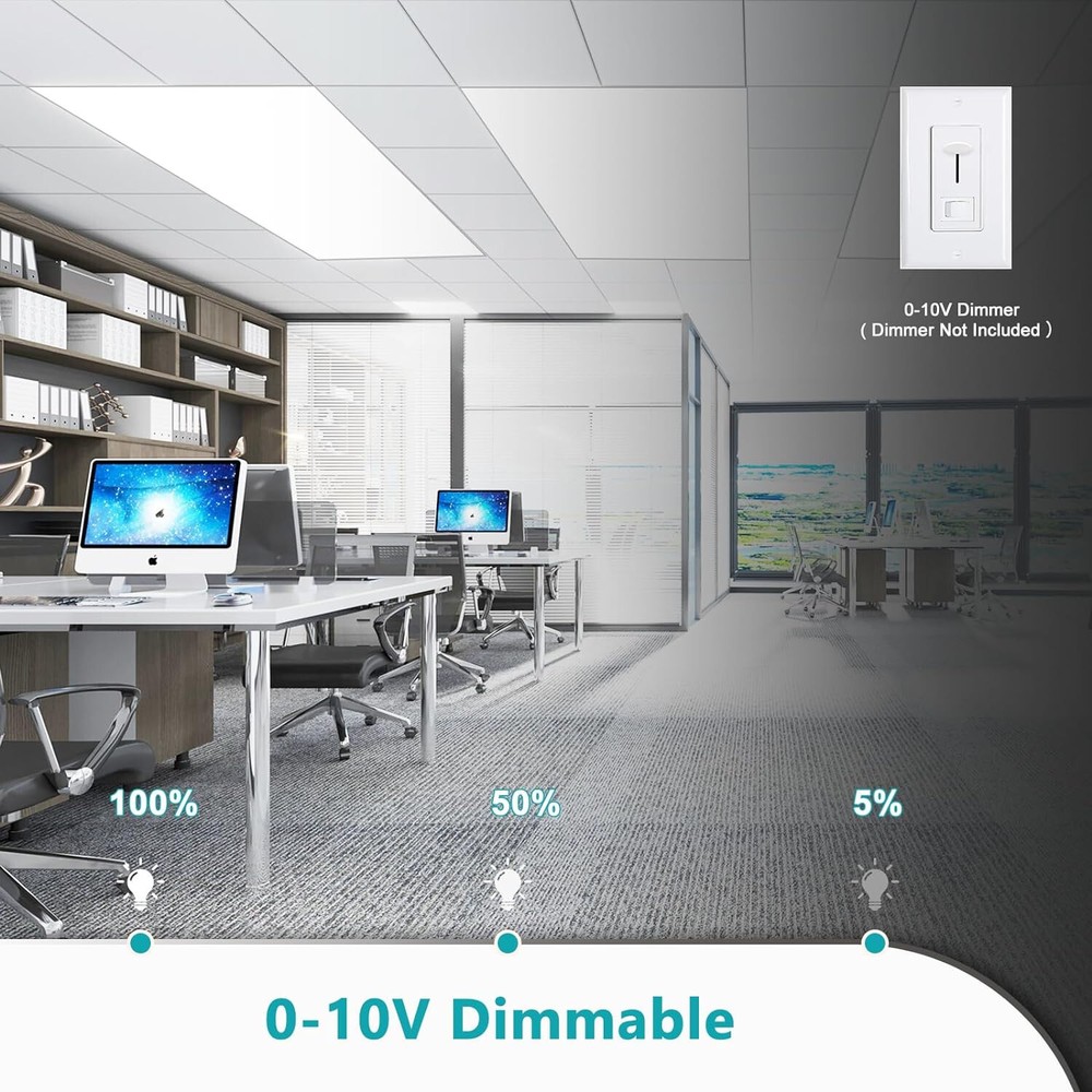 4PC 2x4 LED Flat Panel Light Drop Ceiling 0-10V Dimmable,75W,100-277V,ETL Listed